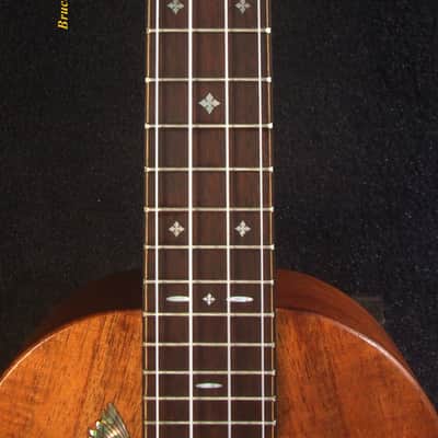Handmade Soprano Ukulele, Hawaiian Koa, Redwood, Archback Pineapple, Bird Floral Inlay, Soft-bag, Bruce Wei UAW13-2008 image 7