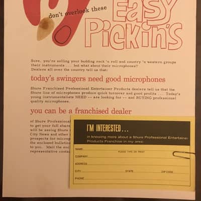 Shure Franchise Dealer invite 'Easy Pickin's' 1966 image 2