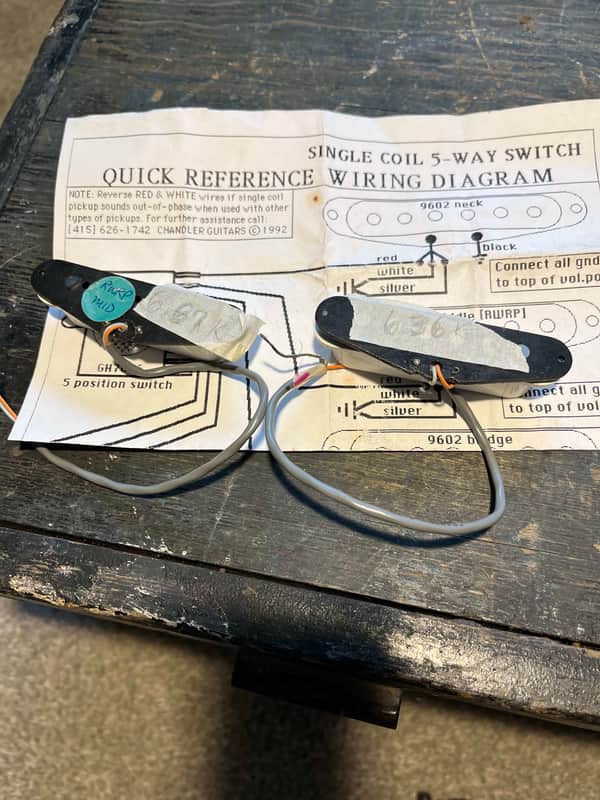 2 chandler NOS Staggered Pole Strat pickups 80's - wht image 1