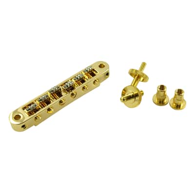 TonePros TP6R-G Standard Tune-O-Matic Bridge With Small Posts & Roller Saddles - Gold image 1