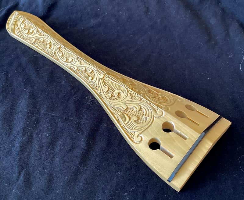Upright Double Bass 4 Strings Indian Boxwood Tailpiece Hand Carved image 1