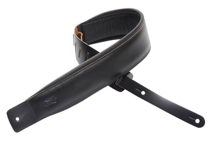 Levy's Levy's 2.5" Foam Padded Leather Guitar Strap, Black image 1