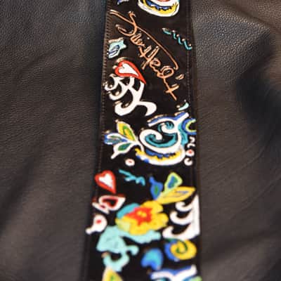Guitar Leather strap "Jimi Hendrix flying V" 3.5" strap all custom hand made image 15