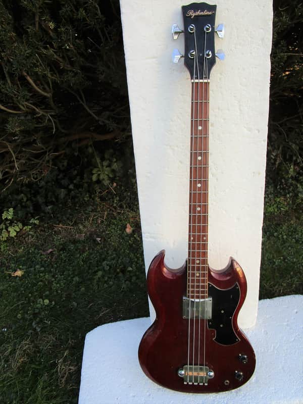 Rythmline SG Bass Guitar Copy, 1960's Japan, 30" Scale, Cherry Red Finish, Fresh Setup image 1