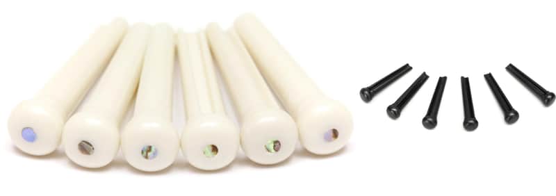 Graph Tech PP-1182-00 TUSQ Traditional Style Bridge Pin Set - White with 2mm Paua Shell Dot Inlay (set of 6) Bundle with Graph Tech PP-2100-01 image 1