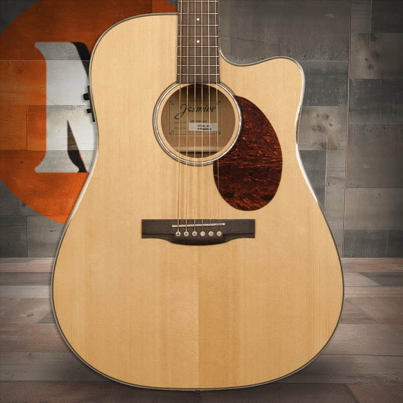 Jasmine JD37CE-NAT Dreadnought Acoustic Electric Guitar - Natural Finish (JD37CE-NAT-U) image 1