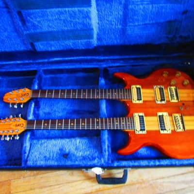 Cort Double Neck Guitar, Late 1970's, Japan, Neck Thru Body, 6 & 12 Necks. Case image 1