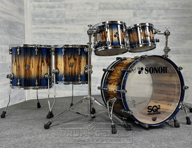 Sonor SQ2 Beech 5pc Drum Set Candy Blue Burst Over African Marble image 1