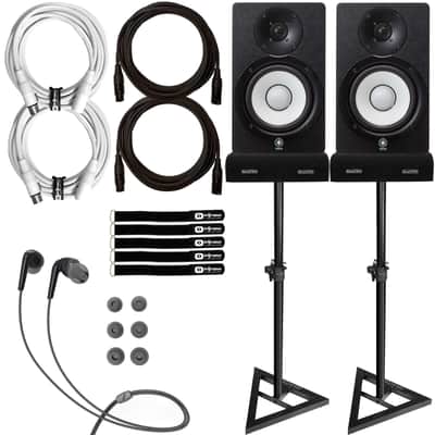 Yamaha HS5 5" Powered Studio Recording Monitor Speakers Pair w Stands XLR Cables image 1