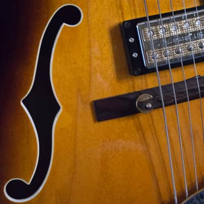 DeArmond X-155 Hollow Body Archtop Jazz Guitar Antique Burst w/ Original Hard Case image 14