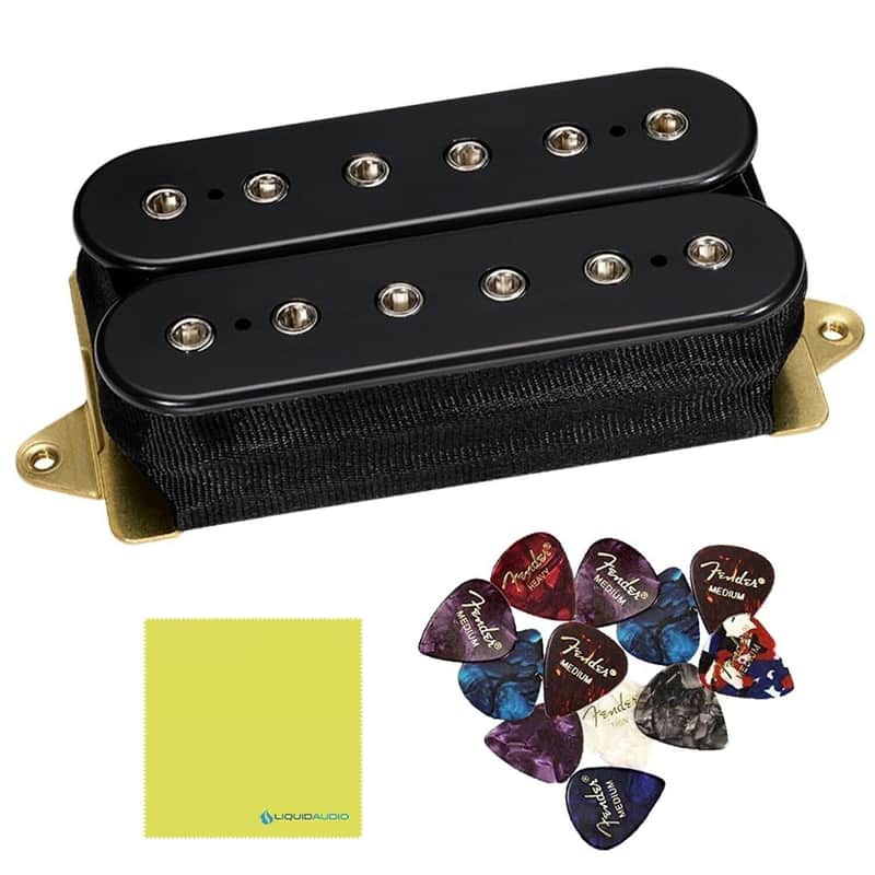 DiMarzio Super Distortion Humbucker Pickup DP100BK, Black Bundle with 12x Fender Guitar Picks and Liquid Audio Instrument Polishing Cloth image 1