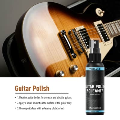 Guitar Cleaning Kit - Guitar Polish, Fretboard Lemon Oil, String Cleaner Oil, Microfiber Cloth & Tools, Premium Compact Maintenance Set for Electric Guitars - Clean, Polish, and Protect(Shipping from USA warehouse) image 2
