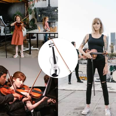Cxxss 4/4 Violin Electric Violin(right hand)white-US image 9