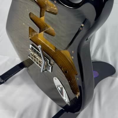 Unbranded Strat Style Electric Guitar Body - Grey / Green Flame Maple image 6