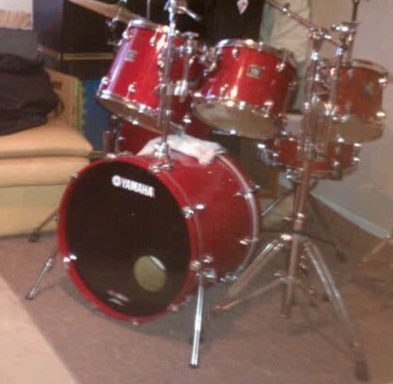 Yamaha Oak Custom Drum Kit (made in Japan) 2007 - Clear red lacquer image 1