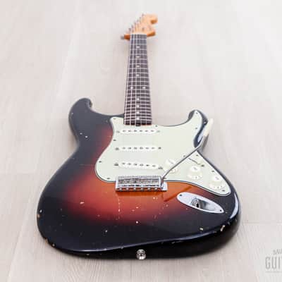 1961 Fender Stratocaster Vintage Guitar Sunburst Slab Board w/ Flame Neck, Hangtag, Strap & Case image 11