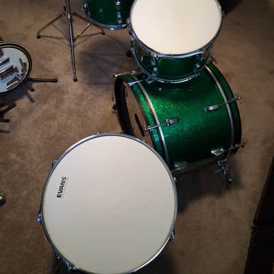 Ludwig Leedy Rogers Custom drum set 50's 60's 70's - Green sparkle image 12