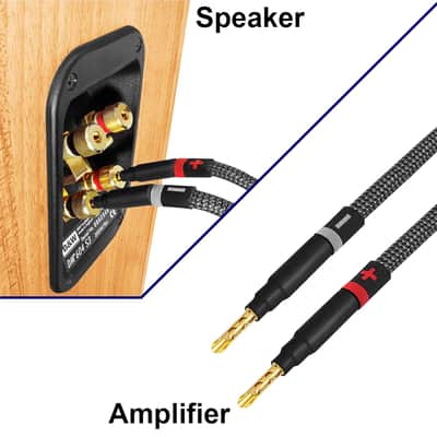 3 Foot ULTIMATE - 12 AWG - Ultra-Pure OFC - Premium Audiophile HiFi Speaker Cable Pair with Eminence Gold Banana Plugs & Carbon Tweed Jacket image 3