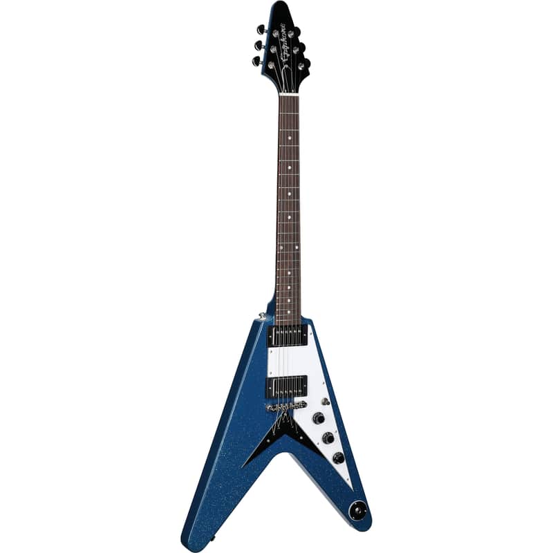 Epiphone Exclusive Flying V Electric Guitar, Blue Sparkle, With