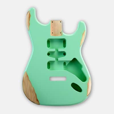 Finished Alder Strat-Style Guitar Body - Relic Surf Green image 3