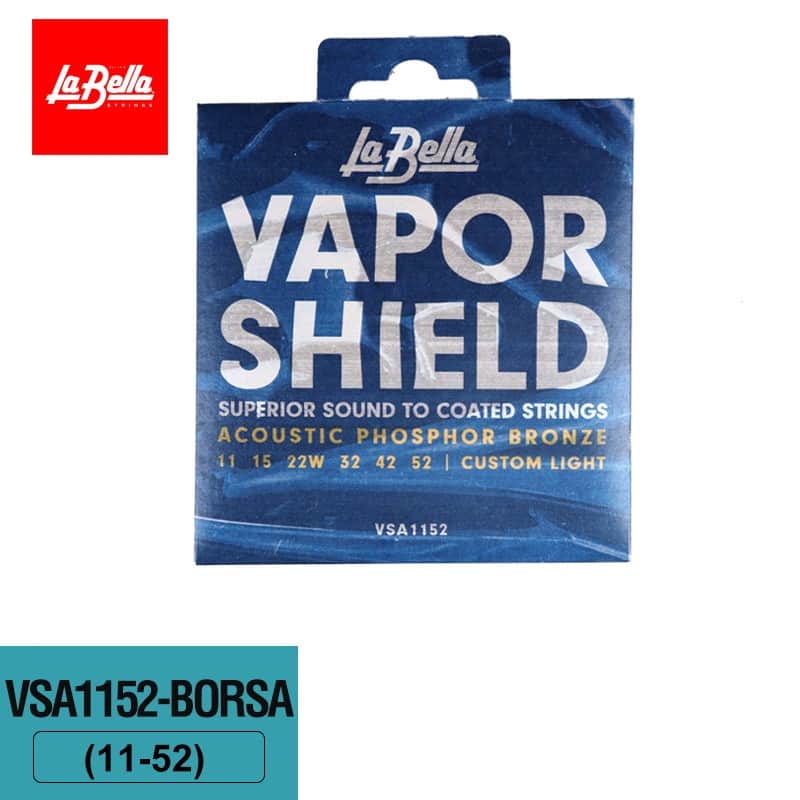 La Bella VSA1152 Vapor Shield Coated Acoustic Guitar Strings – Phosphor Bronze, Custom Light 11-52 image 1