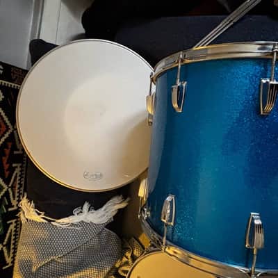Ludwig 3 ply maple 1969 - 12,13,16,22 Blue sparkle image 18