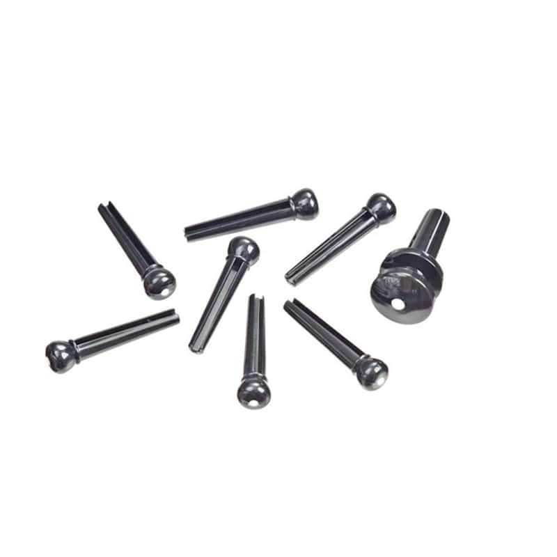 D'Addario Molded Bridge and End Pins Set Ebony with Ivory Dot image 1