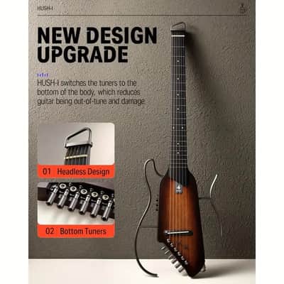 Donner HUSH-I Travel Guitar | Portable Ultra-Light & Quiet Performance Headless Acoustic-Electric Guitar image 2