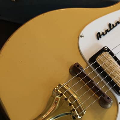 1966 Airline Model 7214 Amp-In-Case Electric Guitar Gold Blue + OHSC image 4