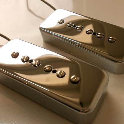 SOAP BAR P90 Pickups SET METAL CHROME PLATED Nickel Silver Cover Vintage  Gibson Epiphone Custom Shop Q image 5