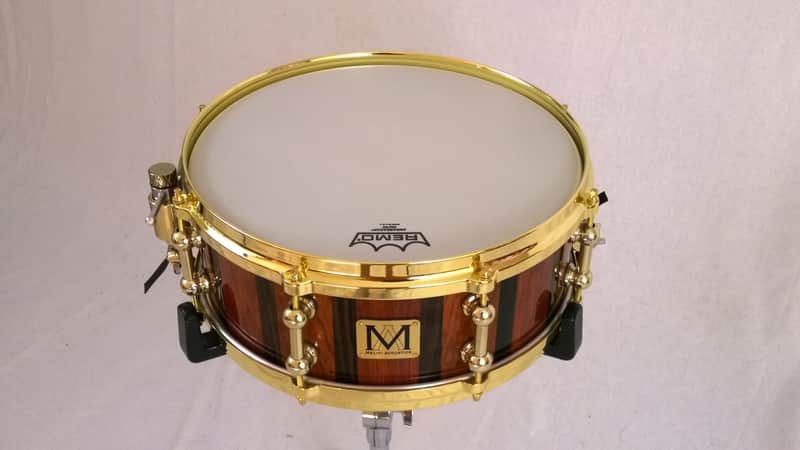Meliti Acoustics 14'' x 5.5'' Bubinga and Ebony Stave Snare Drum 2015 Clear Gloss image 1