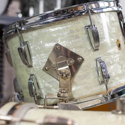 1950s 1960s Ludwig/WFL "Super Beat" White Marine Pearl Drum Kit image 8