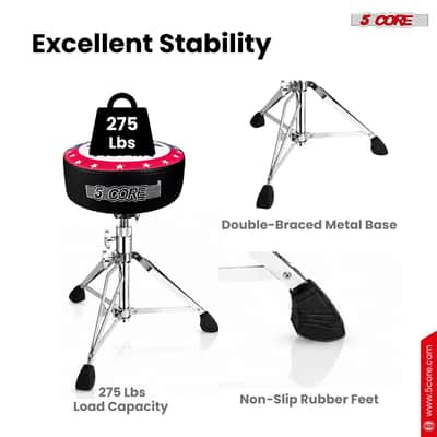 5 Core Drum Throne 4" Padded 23" Adjustable Drummer Stool Seat w Make America Great Again Insignia image 5