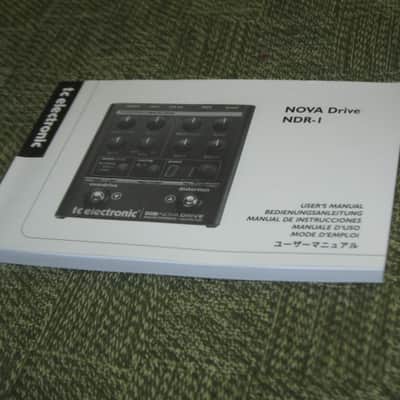 litely handled TC Electronic EMPTY Cardboard Box + original User's Manual & sticker for NDR-1 Nova Drive OD & Distortion (NO: pedal, adapter) late 2000s-early 2010s (part of 2 outer sides of BOX were spray painted white to cover water stains) image 20