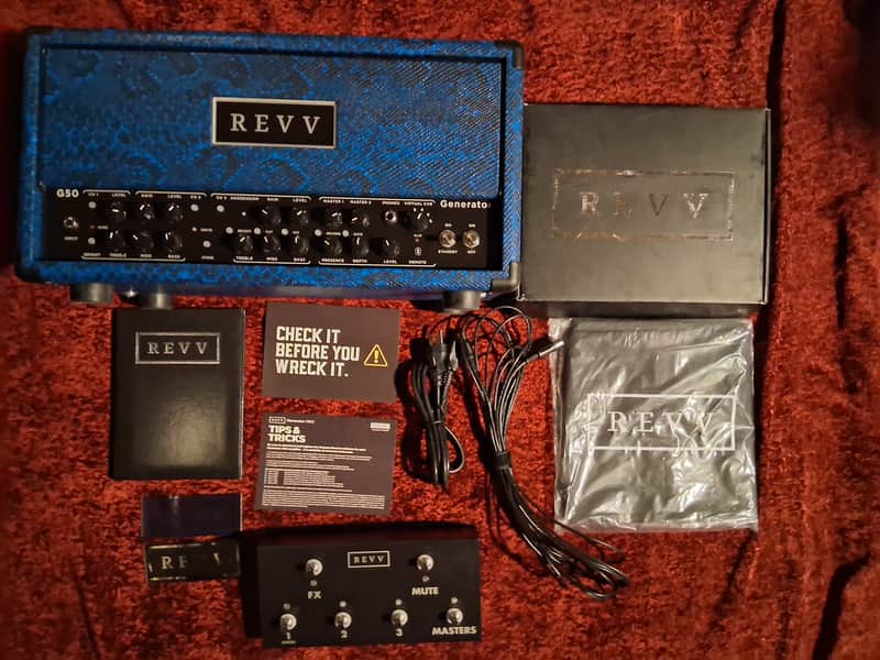 REVV Generator G50 3-Channel 50-Watt Guitar Amp Head - Electric Blue Python image 1
