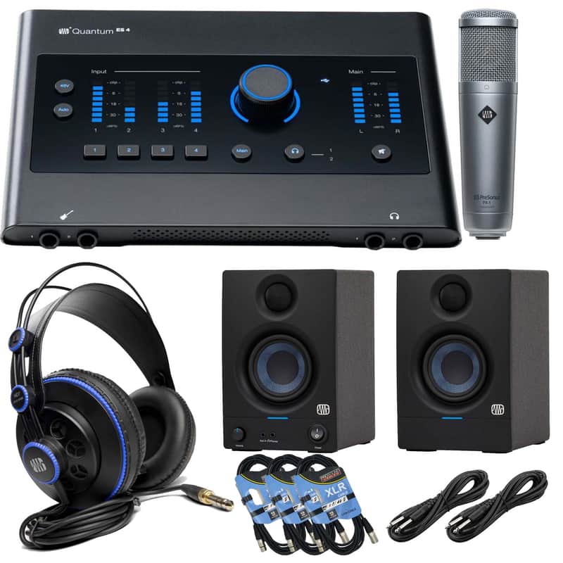PreSonus Quantum ES 4 USB-C Audio Interface, Presonus E3.5, Presonus HD7, PreSonus PX-1, (3) XLR Cables, (2) 1/4 Cables Bundle image 1