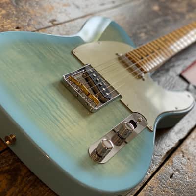 Fender Japan Limited Edition Domestic Only FSR Hybrid II Telecaster Flame Celeste Blue 2024 Collection image 3