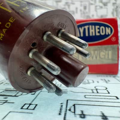 Raytheon 6SN7WGT Tube 1950s Brown Micanol Base Black Plates D-Getter Tested Strong image 7