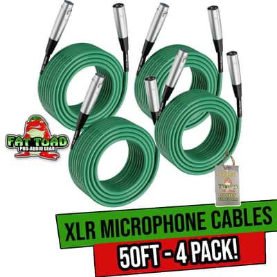 Fat Toad 50ft XLR Mic Cables (ShieldedPRO X Series) 4-Pack Green
