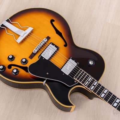 1974 Greco S-55 Vintage Hollowbody Guitar ES-175-Spec Sunburst w/ Embossed Pickups & Case, Japan Fujigen image 8