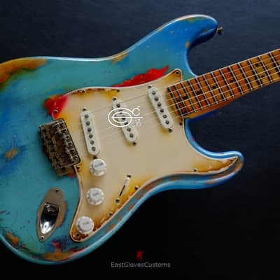 Fender Stratocaster Daphne Blue/Pelham Blue Tex-Mex Made in USA Medium Relic Aged RARE image 8