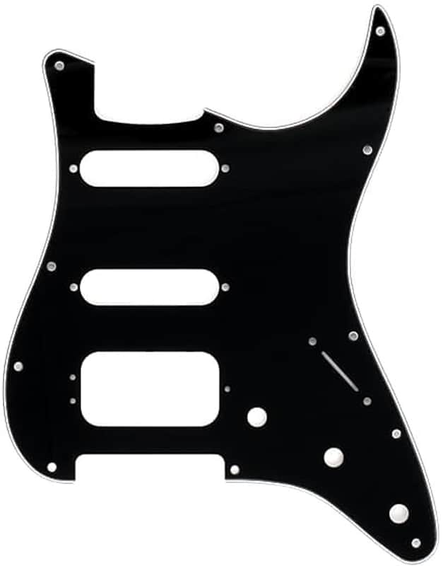 Fender 11-hole Stratocaster H/S/S Pickguards (3-Screw Humbucking Pickup Mount), 3-Ply, Black image 1