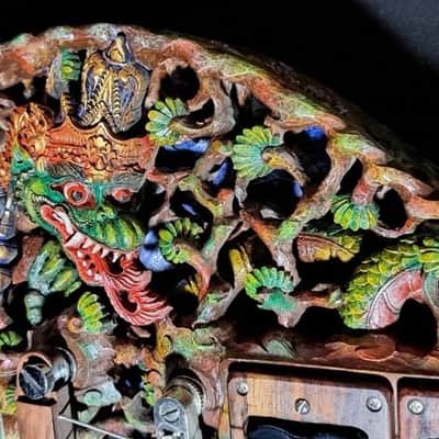 Electric Guitar Handmade by Blueberry, Dragon Motif,  Electric,6 String wood, Floral Guitar,Custom Handcrafted Wooden Guitar, Pretty Guitar, Unusual Guitar image 12