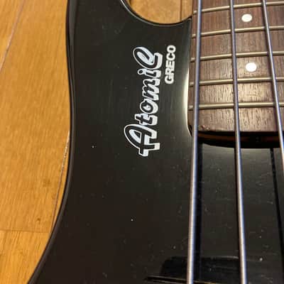 1987 Greco Atomic medium scale bass black with 80s graphics image 4