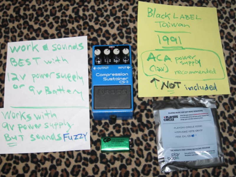 used Boss CS3 Compression Sustainer (1991) Black Label TAIWAN + battery & strings, CS-3 (NO: box/pw) image 1