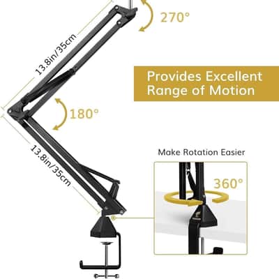 TONOR T20 Microphone Arm Stand, Adjustable Suspension Boom Scissor Mic Stand with Pop Filter image 6
