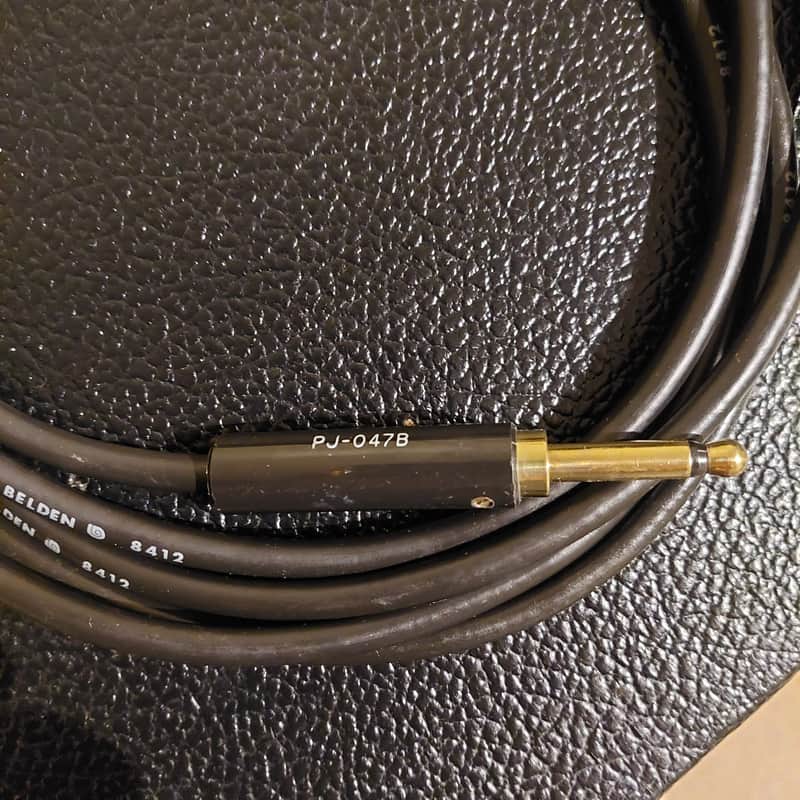 Vintage mid-70s instrument pro quality Belden 8.5ft cable with Switchcraft solid brass PJ-047B military connector (same on Electro-Harmonix cables) image 1