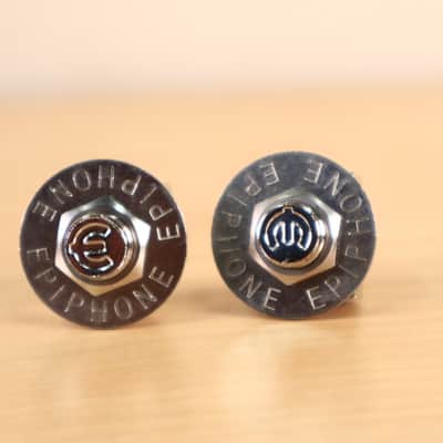 Epiphone Les Paul Custom Guitar Locking Strap Buttons Pair of Two Silver image 5