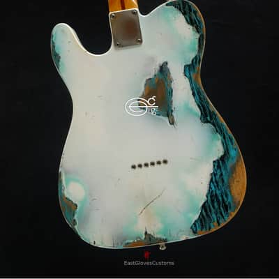 Fender Telecaster 50th Anniversary Olympic White over Blue Zebra Heavy Aged Relic (RARE) image 15
