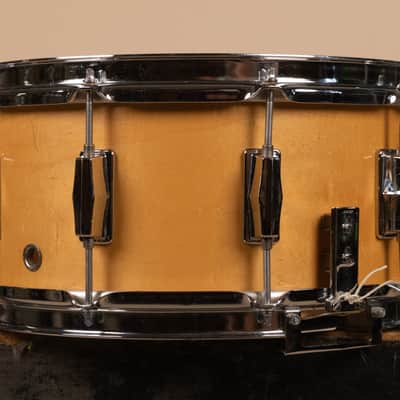 1980s Pearl 6.5x14 M-314L Natural Maple Snare Drum image 7
